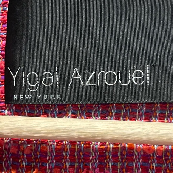 Yigal Azrouel Pink and Orange Blazer with Asymmetrical Zipper Leather Detail - Picture 3 of 5